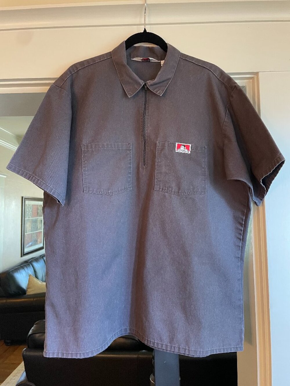 Vtg Ben Davis Gray 1/4 Zip Work shirt - XL